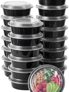 24 oz 50 ct Round Meal Prep Containers with Lids Plastic Food Storage Lunch Plan To Go Box Disposable Take Out Bowls BPA Free Durable Stackable Microwave Freezer Safe