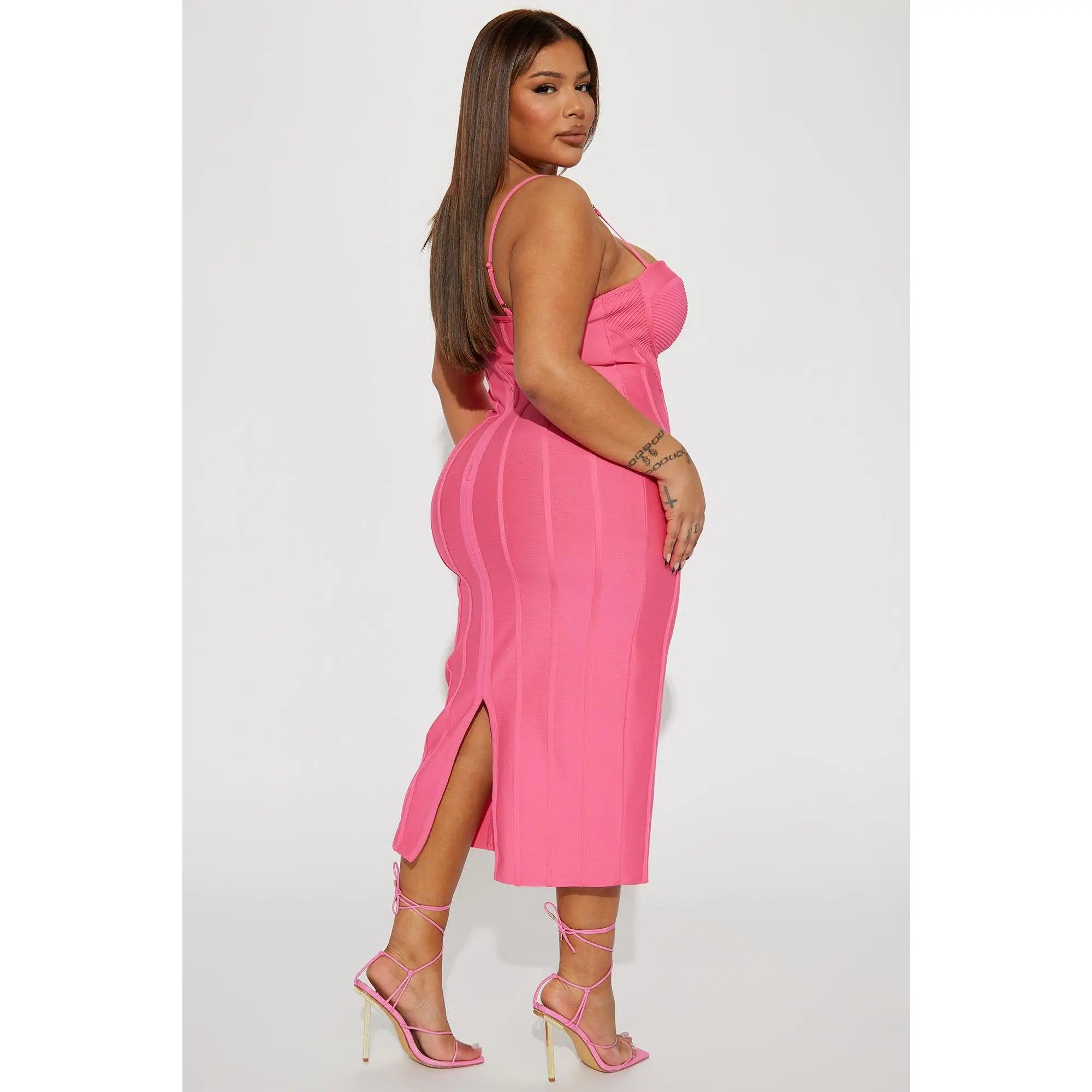 Victoria Bandage Midi Dress - Pink - TikTok Shop