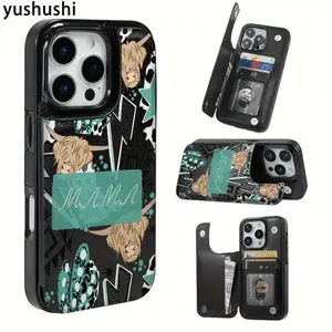 Cute Cow Pattern Wallet Phone Case for iPhone 17/16/15/14/13/12 Pro Max/Pro/Plus/Air – PU Leather Card Holder
