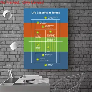 1 piece/set frameless canvas painting print poster, Sports activities art，Tennis Life Lessons Poster，a perfect gift for Tennis loves, ideal gift for bedroom, living room, dorm hallway, kitchen, mural, wall decoration, room decor