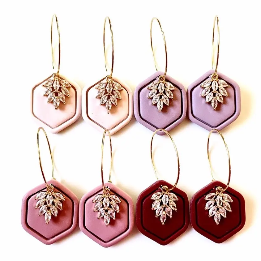 Elegant Bridal or Wedding Polymer Clay Hoop Earrings