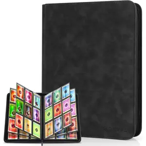 Trading Card Binder, 9 Pocket Card Album Fer H Up to 540 Cards, Premium and Durable Zipper Binder, Cards Her Album for MTG, TCG, Baseball Cards, Football Cards, Game Cards (Black)