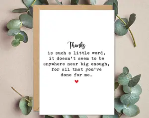Thanks Cards, Thank You Gifts for Mentor, Nurse Gift, Therapist, Doctor, Surgeon, Doula, OBGYN, Boss, Coach, Professor, Such A Little Word