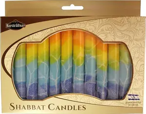 Rainbow Safed Shabbat Candles
