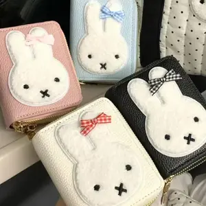 Miffy Rabbit Double-layer wallet Cartoon Pattern Pattern Simple Fashion Portable Short Coin Purse Multi-Card Coin Wallet Gifts