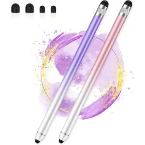 Dual End High Sensitivity Capacitive Stylus Pen for iPhone iPad Android Samsung Computer Tablets 2 Pack Pink Purple Universal Touch Screen Stylus Pens