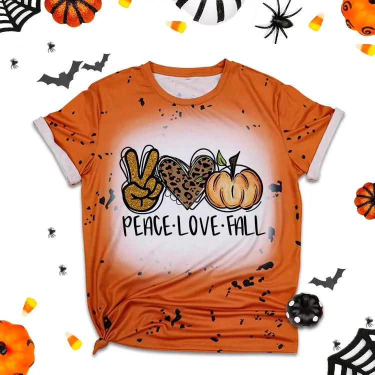 Polyester Bleach T-Shirt - Orange  Splatter