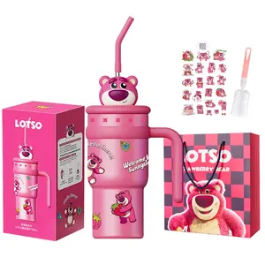 [Zootopia Joint Model] Disney Strawberry Bear Stitch Judy Nick 3D Doll Ice King Thermos Cup 700mL