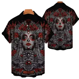 Tropical Skull Hawaiian Shirt for Men Women Youth – Vibrant Shirt with Palm Waves Design, Skull Button-down Short Sleeve Casual Summer Beach Top#TikTokMadeMeBuyIt#HawaiianShirt#TropicalSkull#SummerShirt#BeachWear