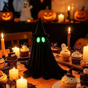 Cute Ghost Desk Decorations Halloween Ghost Figurine Eye Fluorescent Effect Fun Small Horror Desktop Ornaments for Bar Coffee Shop Car Home Decor, Unique All Saints' Day Gifts for Friend