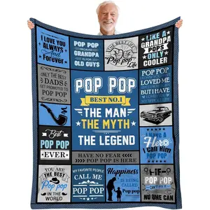 Cozy Warm Grandpa Blanket - All Season, Farmhouse Style, Lightweight Texture Blanket Gift for Grandpa for Birthdays, Father’s Day, All Season Blankets, Farmhouse Style Blankets