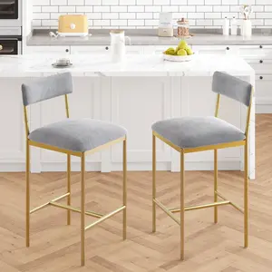 Garvee 2-Piece Upholstered Chair Set – Modern Bistro Chairs with Backrest & Footrest, Space-Saving for Small Apartment Kitchen, Breakfast Nook