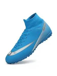 Men Women Football Shoes Mid-Calf Sock Design, Comfortable Unisex Design, Breathable Anti-Slip Nails, Shock Absorption, Artificial Grass, Soccer Boots