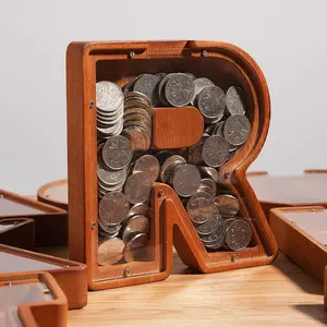 Creative Wooden Letter Animal Money Box, Money Jar, Desktop Personalized Decoration, Fun Word Combination Game, Home Office Supplies