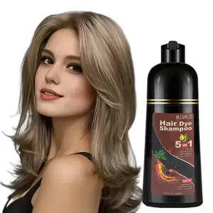 Hair Dye Shampoo 5 in 1, Light Brown Hair Dye for Men & Women, Long Lasting Hair Color for Gray Hair Coverage, Easy to Use, Shampoo for Color Treated Hair Dye 16.9 Fl Oz (Light brown)