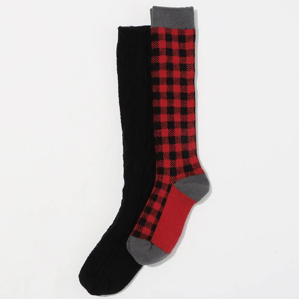 Duck Boot Socks | Red and Black Buffalo Check
