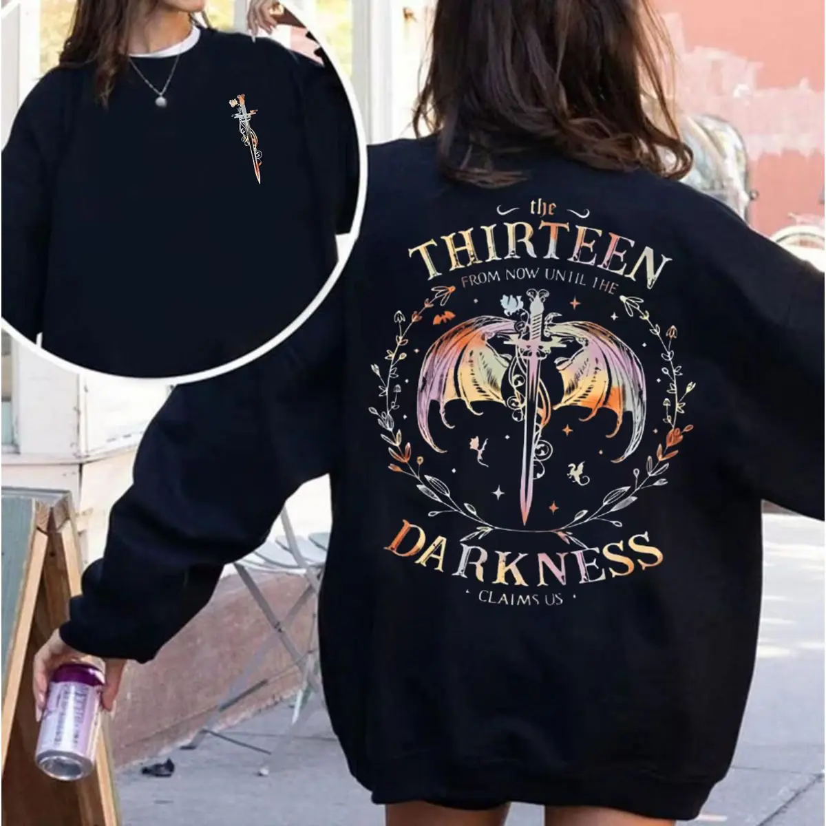 The Thirteen Throne Of Glass Sweatshirt 2 Sides, From Now Until The Darkness Claims Us Shirt, Fourth Wing Unisex Hoodie, Bookish Gift,, Unisex Sweater Pullover Tee