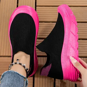 Women's Black and Pink Wide Width Sneakers - Extra Wide Toe Box with Thick Sole for All-Day Comfort, Year-Round Shoes for Women