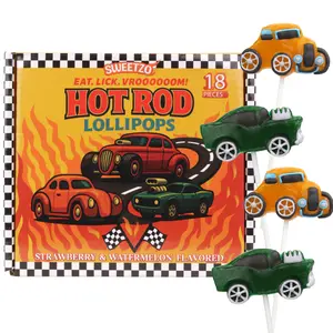 Hot Rod Lollipops, Old Fashioned Car Suckers, Individually Wrapped, Party Favor Candy, 18 Count