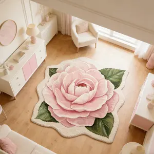 Luxurious Vintage Rose Carpet, Romantic Valentine's Day Home Decor Mat, Soft Plush Foot Pad, Hand Wash Only, Suitable for Living Room Bedroom