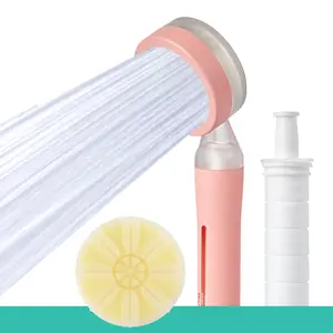 Barumi Pluo Handheld Filtered Shower Head - Pink, Vitamin C Filter for Healthy Skin & Hair, High Pressure Soft Spray. Dual Filtration Removes Chlorine & Impurities, Gentle Shower for Pets