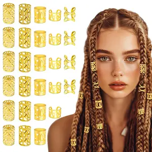 Hair Jewelry Braids Accessories 100PCS Gold Metal Hair Dreadlock Jewelry Braids Rings Cuffs Clips Women