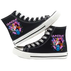 2026 Hot-Selling Kpop Demon Hunter Girl Group Printed Canvas Shoes, Student Sneakers, Fashionable Cartoon Couple High-Top Shoes