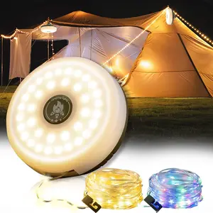 Rechargeable Waterproof Camping String Lights, 4 in 1 Lantern with 8 Modes, USB Type-C Fast Charging, Portable 32.8Ft Lights for Tent, Yard, Hiking, Patio, and Holiday Decorations