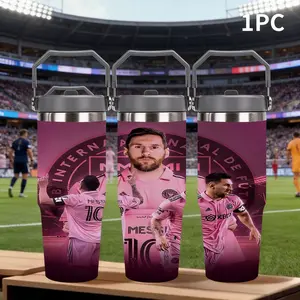 Messi-Style Insulated Cup, Stainless Steel Car Water Bottle, Large Capacity Fan Gift, Football Enthusiast Accessory