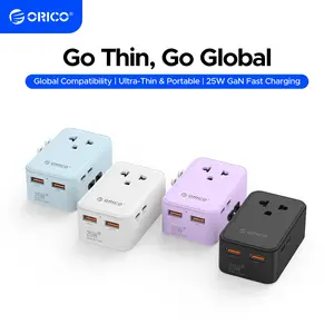 Orico Universal Travel Adapter with 1 AC Outlet, 2 USB Ports, 2 Type-C Ports and 25W Fast Charging – Ultra-Slim Global Charger Compatible with UK, US, Germany and France-UAT25,summervibes