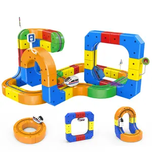 Electric Train Set for Kids Ages 3-8, Modular 3D Flexible Track Building Toy, Anti Gravity 360° Motion, Stem Learning Fun Gift, Stem Magnetic Blocks