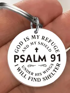 Psalm 91 Quotes Keychain, Stainless Steel Keychain for Women & Men, Stylish Keychain, Fashion Accessories for Daily Use, Trendy All-match & Exquisite Keychain for Birthday Gift