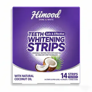 Himood Teeth Whitening Strips, 14 Strips (8 Pro-Level + 6 Speedy) - Enamel-Safe with Natural Coconut Oil for Sensitive Teeth - Non-Slip, Dry-Strip Technology & Curved Design, Gentle Oral Care