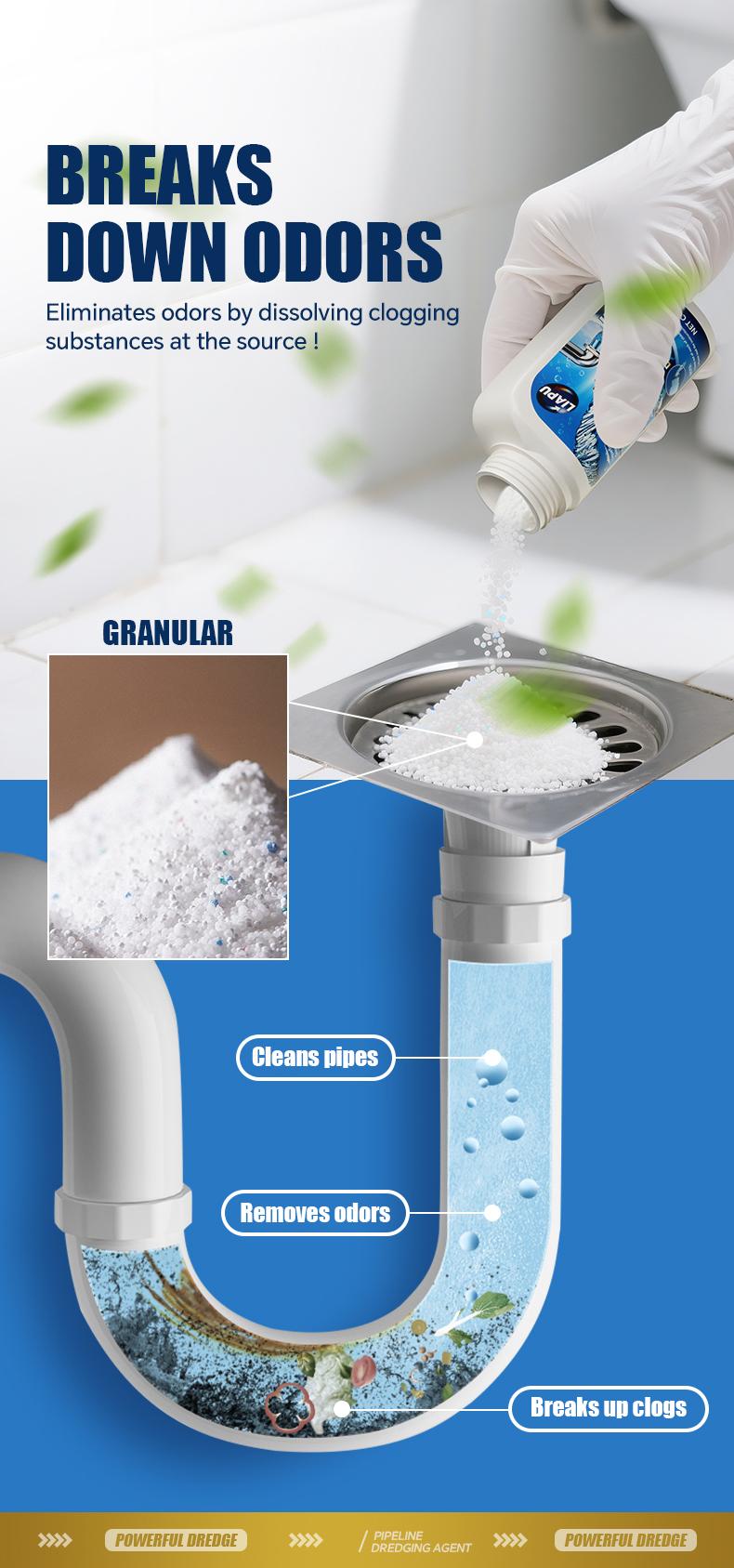 Liapu Strong Drain Cleaner for Kitchen & Bathroom Pipes Dissolves 200 Clogs Kills 99% Bacteria Removes Odors Unscented 1 Pc