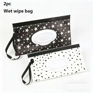 2 Piece Wet Wipe Container Set, Reusable Portable Wet Wipe Bag, Travel Wet Wipe Dispenser, Essential Women's Travel Accessory, Wet Wipes Bag
