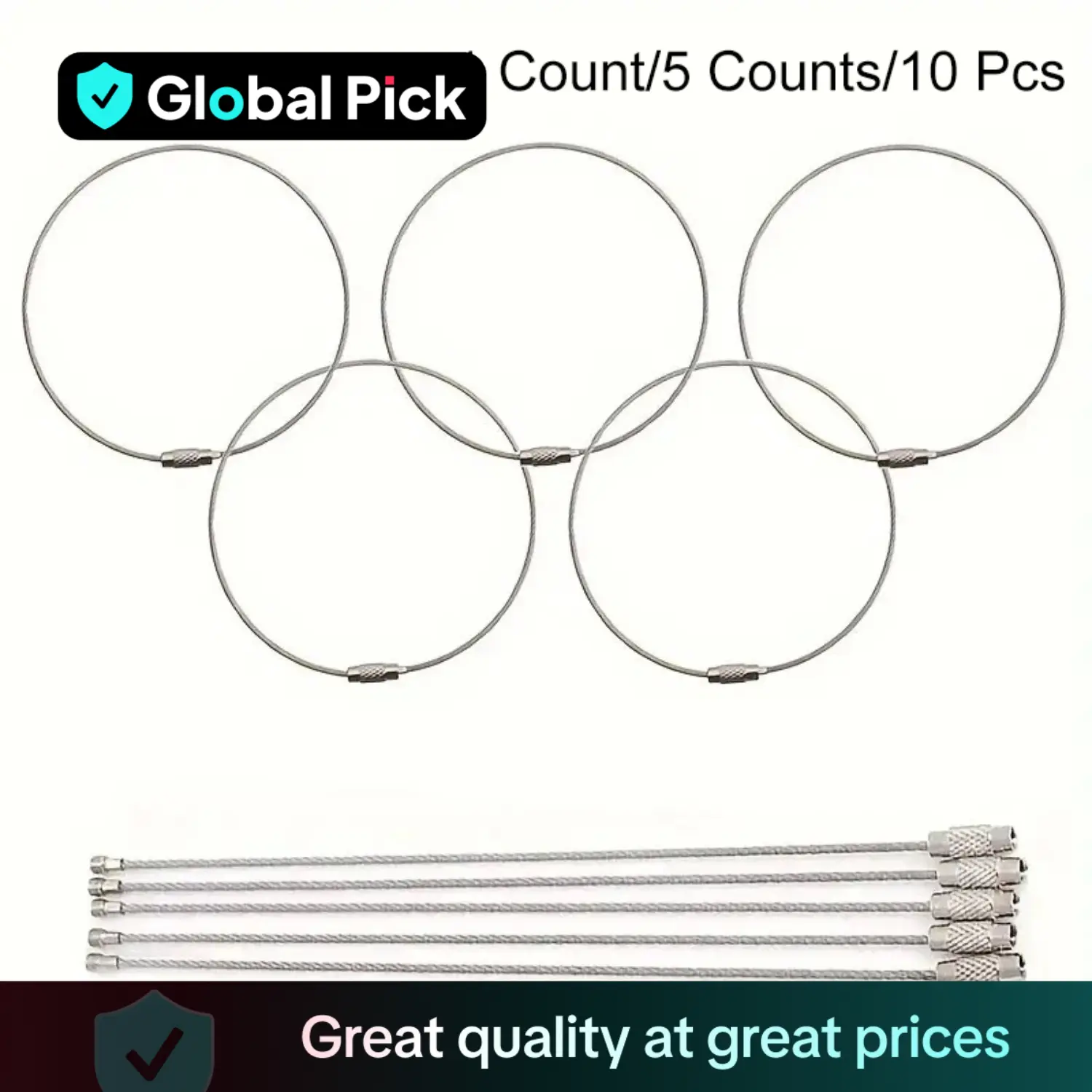 Stainless Steel Keychain Ring, Wire Keychains Cable, Large Key Ring Loop Holder, Heavy Duty Luggage Tag Keeper, Outdoor Camping Hiking Accessories, Ha