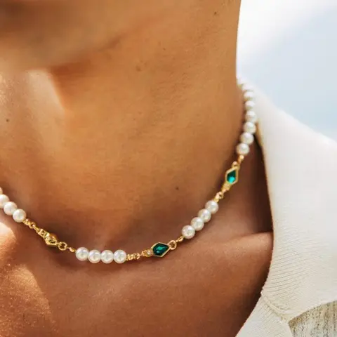 Vintage Faux Pearl & Zircon Decorated for Men, Men Accessories, Fashion Jewelry for Party, Daily Clothing Decor, Trendy All-match & Exquisite Jewelry for Birthday Gift, Elegant Costume Jewelry Necklace