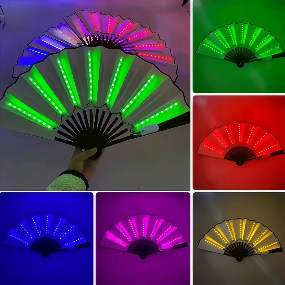 Luminous LED Folding Fan – Colorful Glowing Hand Fan for Music Festivals, Nightclubs, Cosplay & Rave Events