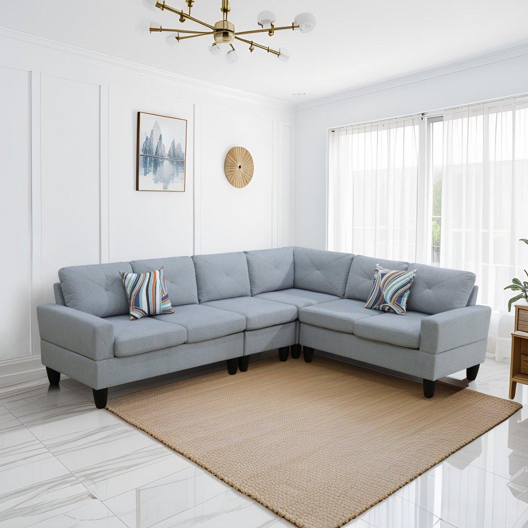 Grey Massa Calico 4-Piece Couch Living Room Sofa Set