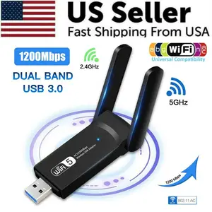 AC1200 USB WiFi Adapter Dual Band 2.4G/5GHz | USB 3.0 Long Range WiFi Dongle | High Speed Internet for PC & Mac | Gaming Ready