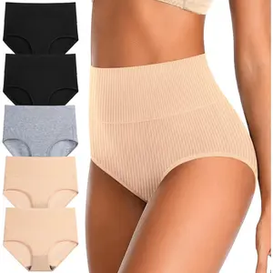 Womens Underwear Full Coverage Panties for Ladies Soft Breathable Cotton Briefs High Waisted Hipster