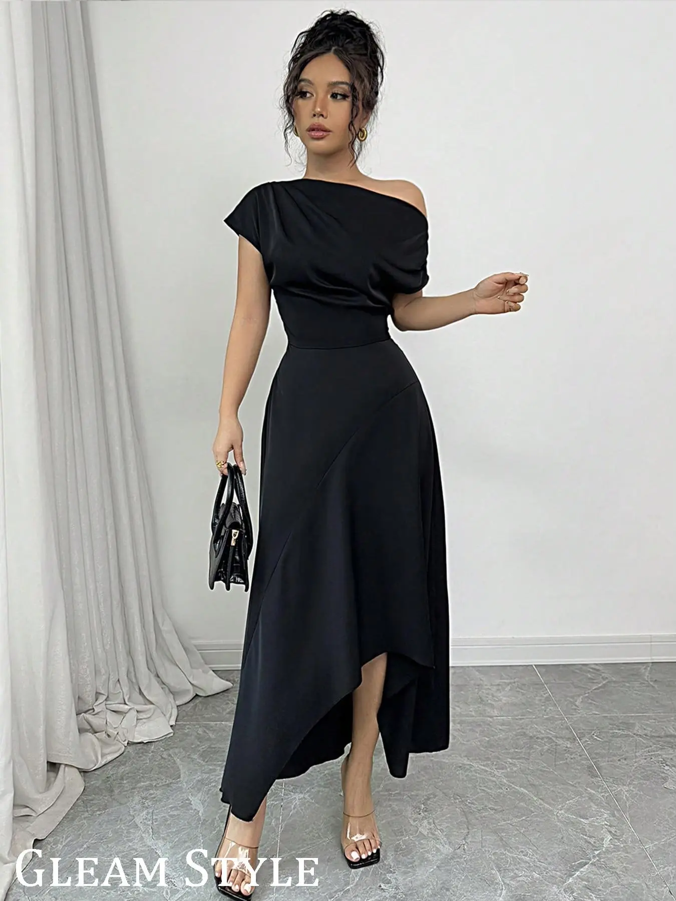 asymmetrical one shoulder dress - TikTok Shop