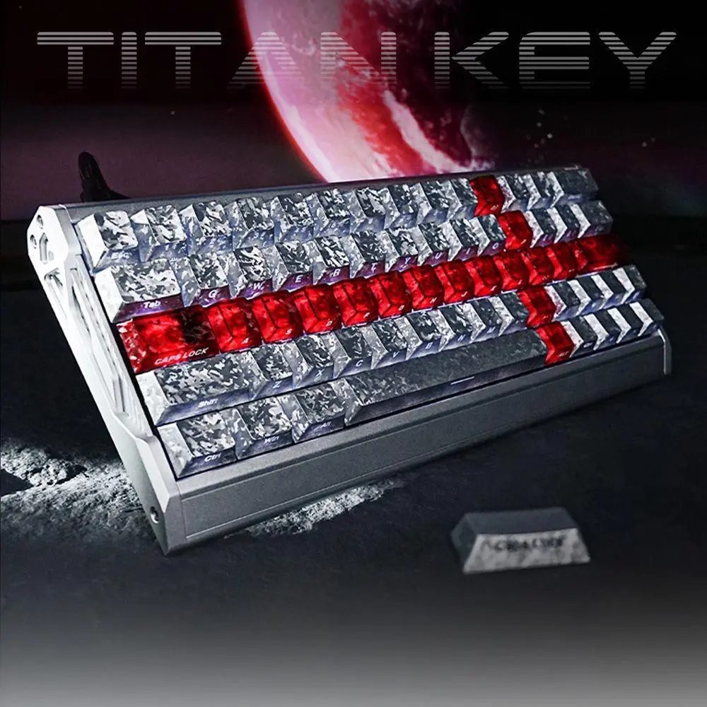 Ice Carbon Pattern Carbon Fiber Keycaps with Light Transmission, EV63 Mechanical Keyboard, Side Engraving, Wooting X87