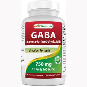Best Naturals GABA 750 mg 180 Vegetarian Capsules - Mood & Stress Support, Neurotransmitter, Edible Supplement