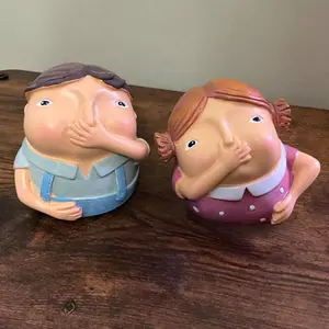 Cartoon Figurine, 2 Counts/set Cute Bathroom Decoration, Funny Character Decoration, Home Decor Supplies for Living Room Bedroom Bathroom, Ornaments