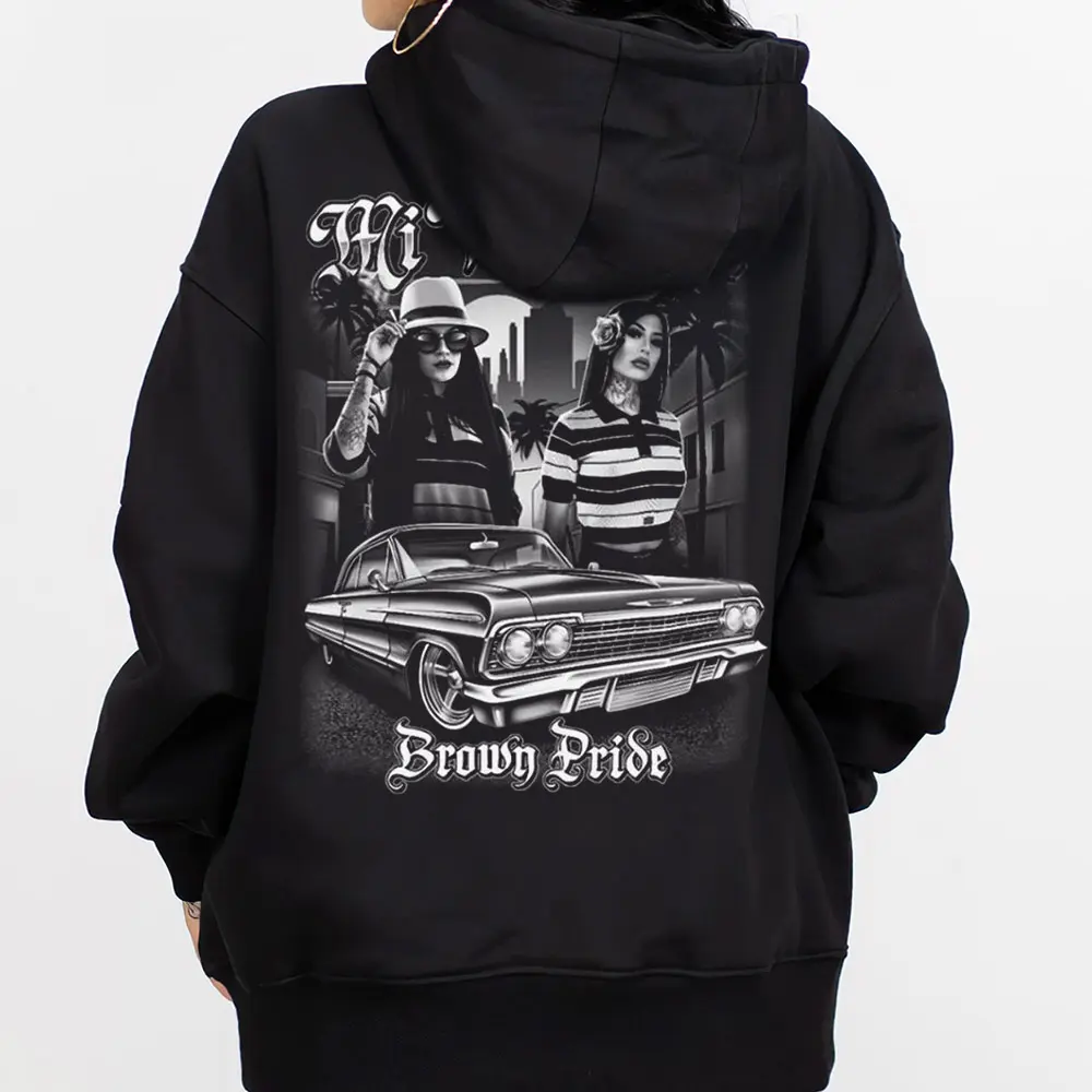 MI VIDA LOCA , Chicanos Clothing, Gangster clothes, Graphic Tee, Hoodies, Chicana, Cholo outfit, Lowrider clothing Crewneck Fabric
