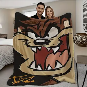 Taz Fier Cartoon Flannel Blanket is comfortable, warm, and durable, suitable for sofas, offices, beds, camping, and travel. It is an ideal holiday gift for Eid al-Adha, Christmas, National Day, camping accessories, travel essentials, holiday patterns, fun