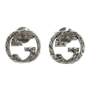 Pre-owned GUCCI Others Small Leather Goods Interlocking G Metal Earrings Silver