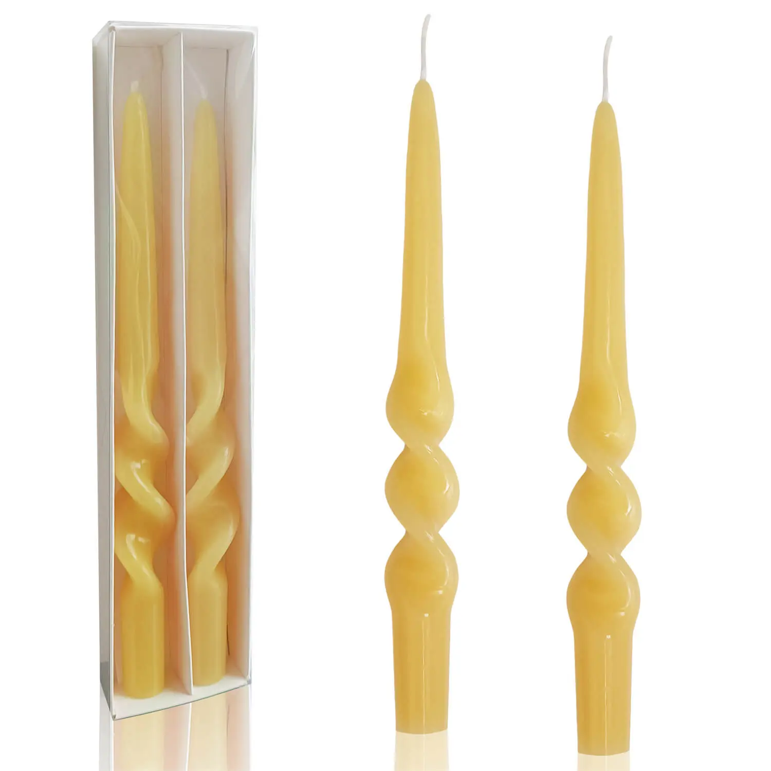 Spiral yellow beeswax is suitable for the table to create a sense of atmosphere family easy to use items 3# yellow beeswax 2 sets