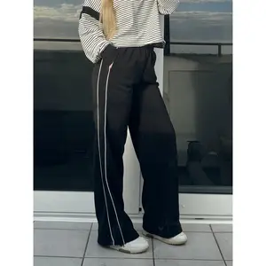 Black with White Piping Sweatpants
